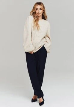 Womens Black Tapered Leg Trousers