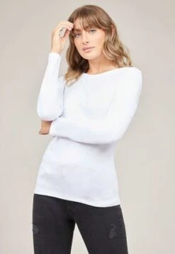 Womens White Crew Neck Top
