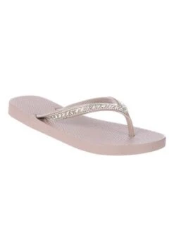 Womens Pink Sparkle Flip Flops
