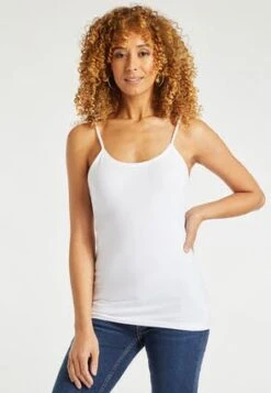 Womens White Stretch Camisole Vest