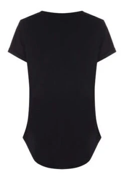 Womens Black Roll Sleeve T-Shirt -Fashion Women's Clothing Sales 154782pls 9ffc67006687bbb