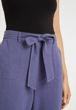 Womens Blue Linen Belted Tapered Trousers 5 Womens Blue Linen Belted Tapered Trousers -Fashion Women's Clothing Sales 155505pls 0f023a6fe208fd8