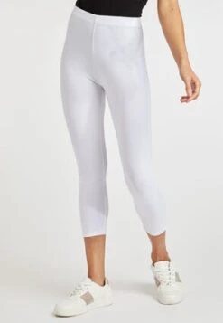 Womens White Cropped Leggings