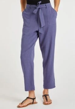 Womens Blue Linen Belted Tapered Trousers 4 Womens Blue Linen Belted Tapered Trousers -Fashion Women's Clothing Sales 155859pls 3a89fcb5b31f15d