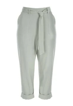 Womens Sage Linen Belted Tapered Trousers -Fashion Women's Clothing Sales 156617pls b2a16e95b553aa1
