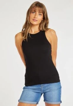 Womens Black Racer Back Vest