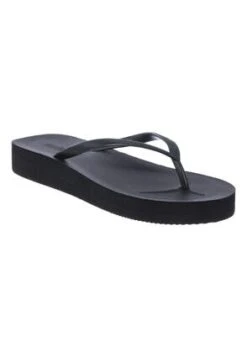 Womens Black Wedge Flip Flops