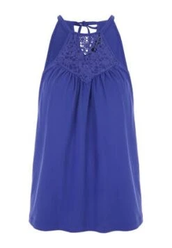 Womens Blue Crochet Halter Neck Cami -Fashion Women's Clothing Sales 158713pls d54ca84b8eb7442
