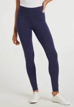 Womens Navy Wide Waistband Leggings