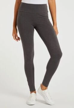 Womens Grey Wide Waistband Leggings