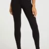 Womens Black Wide Waistband Leggings