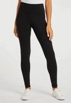 Womens Black Wide Waistband Leggings
