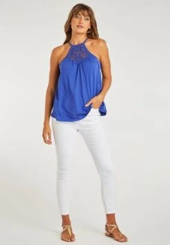 Womens Blue Crochet Halter Neck Cami -Fashion Women's Clothing Sales 167561pls 825d4ff8ec122e1