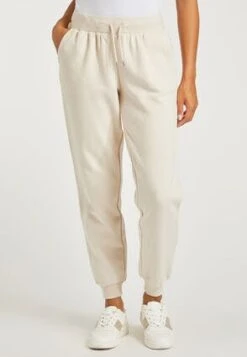 Womens Cream Cuffed Joggers
