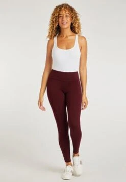 Womens Burgundy Wide Waistband Leggings -Fashion Women's Clothing Sales 167773pls bd853e792d8b4b5