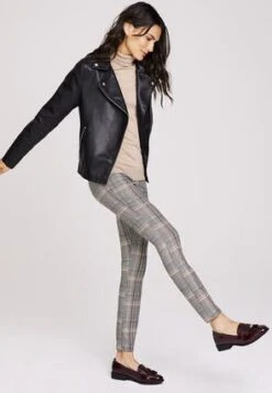 Womens Brown Check Skinny Trousers