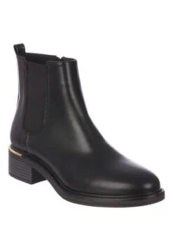 Womens Black Gold Trim Chelsea Boots