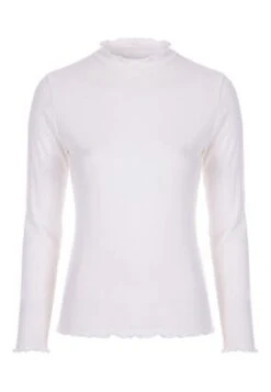 Womens Cream Ribbed Turtle Neck Top