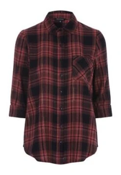 Womens Rust Lurex Check Shirt