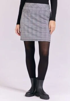 Womens Grey Check Ponte Skirt