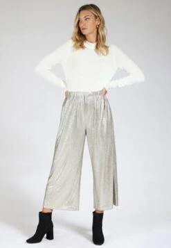 Womens Gold Metallic Culottes