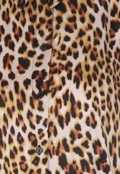 Womens Tan Animal Print Satin Shirt -Fashion Women's Clothing Sales 178211pls c57dbfd7343f2b0