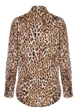 Womens Tan Animal Print Satin Shirt -Fashion Women's Clothing Sales 178214pls 18be635bdfe2e54