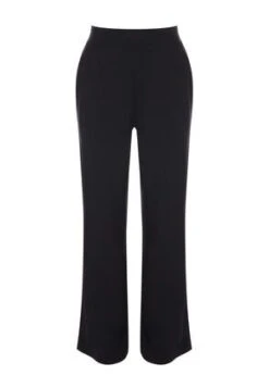 Womens Black Jersey Wide Leg Trousers