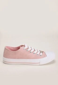 Womens Pink Lace Up Casual Trainers
