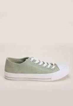 Womens Green Lace Up Casual Trainers