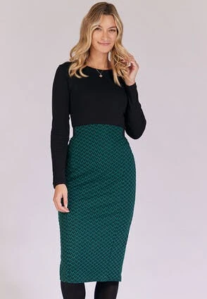 Womens Green Jacquard Pencil Skirt -Fashion Women's Clothing Sales 178937pls 824ab8a344236f7