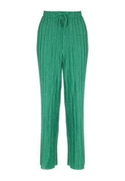 Womens Green Wide Leg Plisse Trousers -Fashion Women's Clothing Sales 178965pls 1e85558e8c01e09