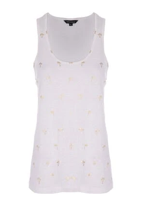 Womens White Metallic Palm Print Vest Womens White Metallic Palm Print Vest -Fashion Women's Clothing Sales 179024pls 184cce5f63b3cc8