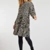 Womens Black And Cream Animal Print Dress