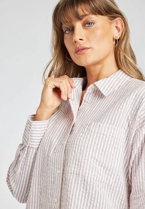 Womens Camel Stripe Textured Shirt Womens Camel Stripe Textured Shirt -Fashion Women's Clothing Sales 179515pls db0e816875f9d5c