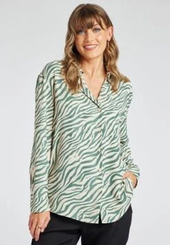 Womens Green Zebra Print Shirt