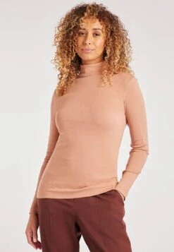 Womens Mocha Roll Neck Top