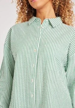 Womens Green Stripe Textured Shirt -Fashion Women's Clothing Sales 179770pls e576b5b702e8037