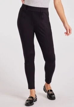 Womens Black Ponte Slim Leg Trousers