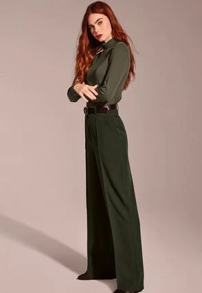 Womens Green Wide Leg Trousers -Fashion Women's Clothing Sales 180279pls 99ad48f7a719bcf