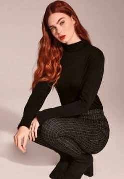 Womens Black Check Slim Leg Trousers -Fashion Women's Clothing Sales 180287pls 8dd8d9e07c8b33e