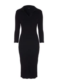 Women Black Ribbed Long Sleeve Dress -Fashion Women's Clothing Sales 180438pls 7643d24aa561c04
