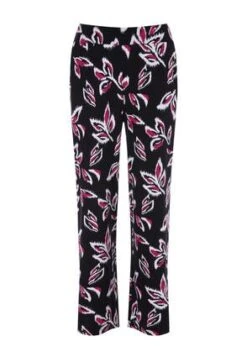Womens Black Floral Jersey Wide Leg Trousers
