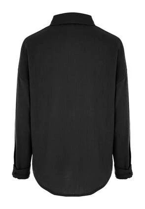 Womens Black Crinkle Cotton Shirt Womens Black Crinkle Cotton Shirt -Fashion Women's Clothing Sales 181478pls f4beae578dee273