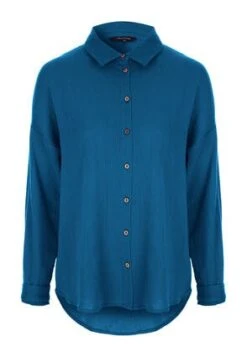 Womens Blue Crinkle Cotton Shirt -Fashion Women's Clothing Sales 181486pls 1e636c66e9a563d