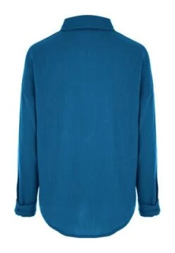 Womens Blue Crinkle Cotton Shirt -Fashion Women's Clothing Sales 181490pls 02e5abf5cb281ab