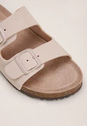 Womens Taupe Buckle Footbed Sliders Womens Taupe Buckle Footbed Sliders -Fashion Women's Clothing Sales 181540pls 14cece3391831ff