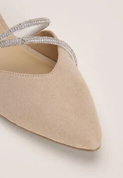 Womens Cream Backless Embellished Ballet Pumps -Fashion Women's Clothing Sales 181542pls 69d30e177aedfe6