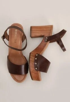 Womens Brown Heeled Clog Platform Shoes -Fashion Women's Clothing Sales 181552pls 4446413b48a870d