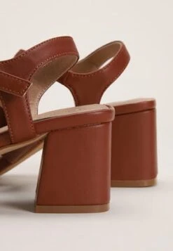 Womens Tan Gladiator Block Heel Sandals -Fashion Women's Clothing Sales 181556pls e3753d24e309f81